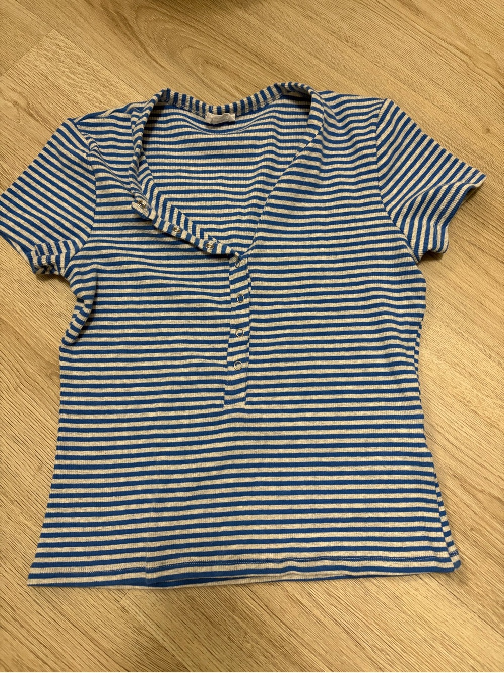 Striped Blue & Grey Henley Top